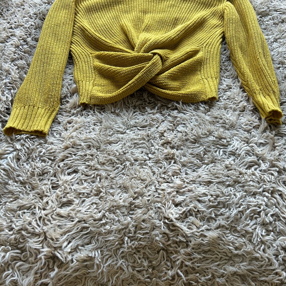 Women's Knotted Mustard Sweater